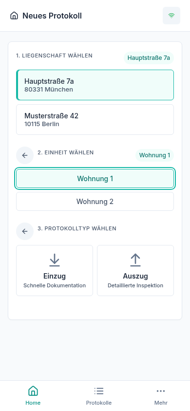 Protokolltyp wählen