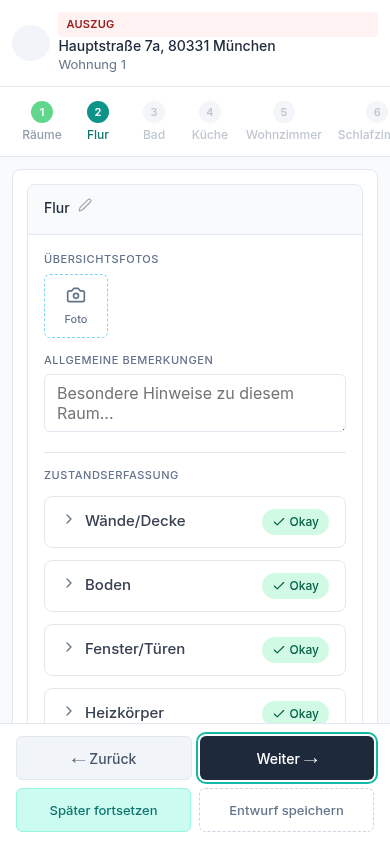 Zustandserfassung mit Aspekten in Protocasa